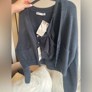Zara 4 Button Cropped Cardigan Set